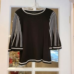 Ann Taylor Bell Sleeve Knit Top - Black & White